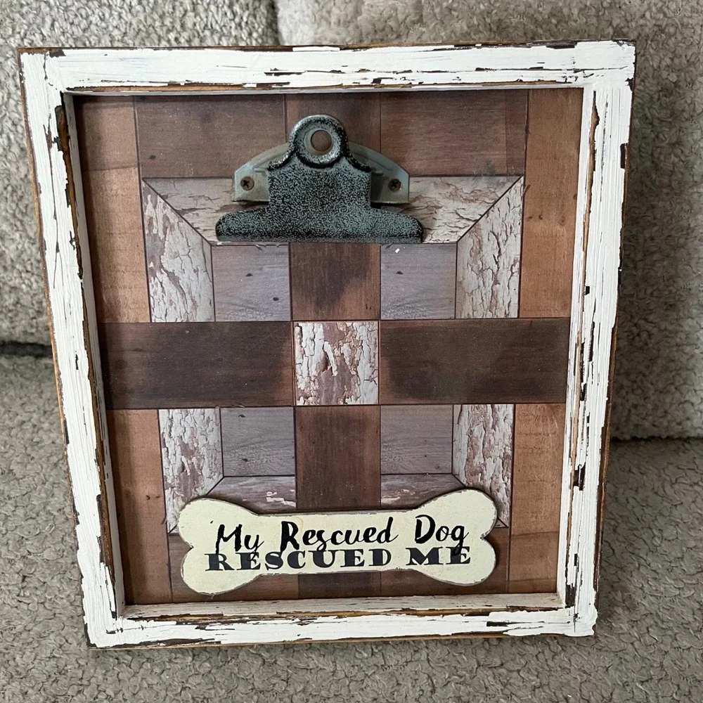 Youngs Inc Distressed Wood Frame Dog Lover Clipboard My Rescued‎ Dog Rescued Me